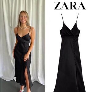 Zara Elegant Black Midi Dress